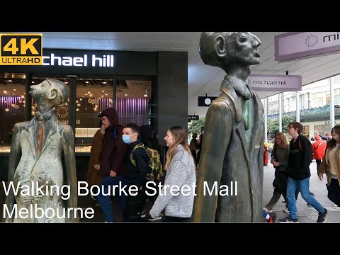 Caminhando pelo Bourke Street Mall | Melbourne Austrália | 4K UHD