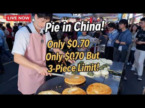 LIVE 🔴 Viral Sichuan Scallion Pancake! Handsome Vendor • 3 Per Person Limit • Crazy Long Line
