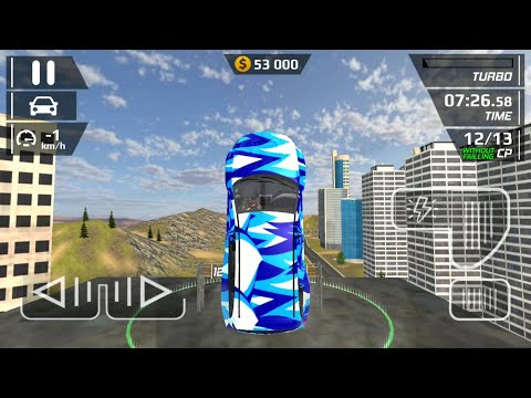 Smash Car Hit -Impossible Stunt New blue and white color Car Vehicule Android Gameplay 2020