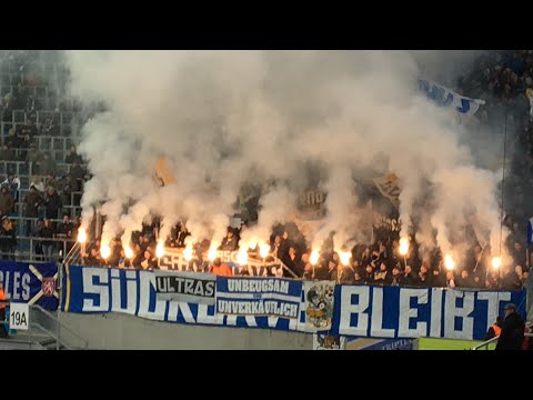 "SACHSENSCHWEINE"-RUFE UND PYRO IM DERBY - CHEMNITZER FC - FC CARL ZEISS JENA - 3.2.2018 -