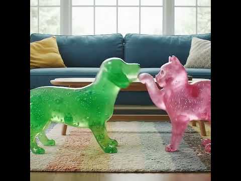 Slime Dog Playing with Slime Cat