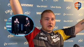Dimitri van den Bergh reacts to NINE-DARTER in win over Michael van Gerwen: “Tonight is my night!”