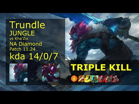 Trundle vs Kha'Zix Jungle - NA 14/0/7 Patch 11.24 Gameplay