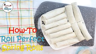 How to roll Spring Rolls step-by-step folding tips | #pinch0fsugar #howtomake