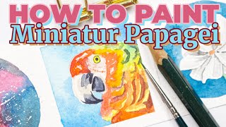 Wie male ich einen Papagei mit Aquarell? Miniatur mit 🎨 Aquarellfarben | FarbCafé