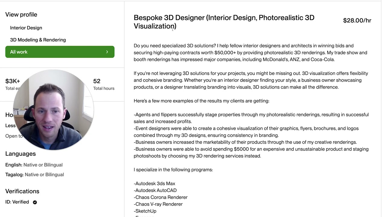 Upwork Profile Revamp: 3D Designer for Architects