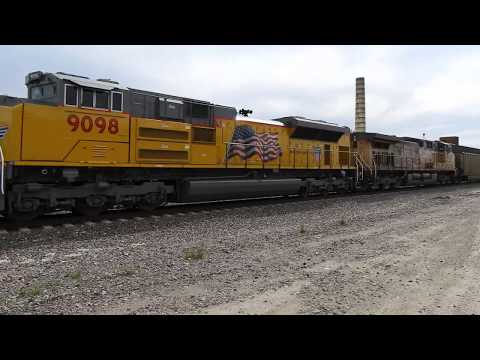 UP 9098 and UP 5902 lead a coal train with UP 8862 as the DPU east in Dekalb IL