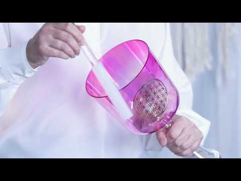 6" Flower Of Life Crystal Singing Chalice Note F3- Heart Chakra