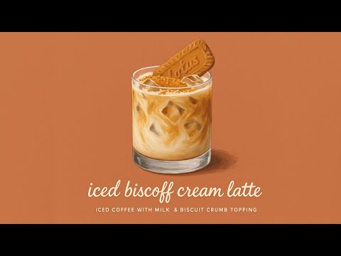 Iced Biscoff Cream Latte. 아이스 비스코프 크림 라떼