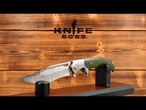 KnifeBoss zavírací damaškový nůž Green Dog VG-10