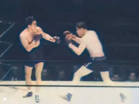 Max Schmeling vs Joe Louis (1st meeting) Jun. 19, 1936. Yankee Stadium, New York, USA [AI Colorized]