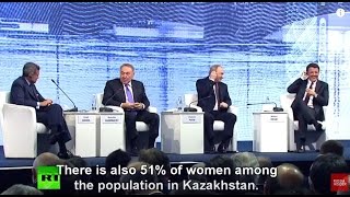 Putin and Nazarbayev laugh at CNN question whether a woman can become president of Kazakhstan
