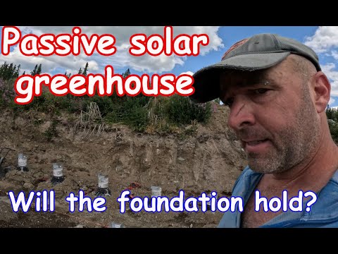 Episode 6: Building our DIY OFF GRID passive solar greenhouse. Digging and concrete piers