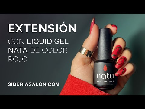 Extensión de uñas con LIQUID GEL NATA de color rojo 👠