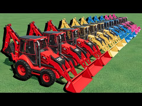 Transport With COLORS - MEGA WORK with CAT BACKHOE LOADERs - Farming Simulator 22