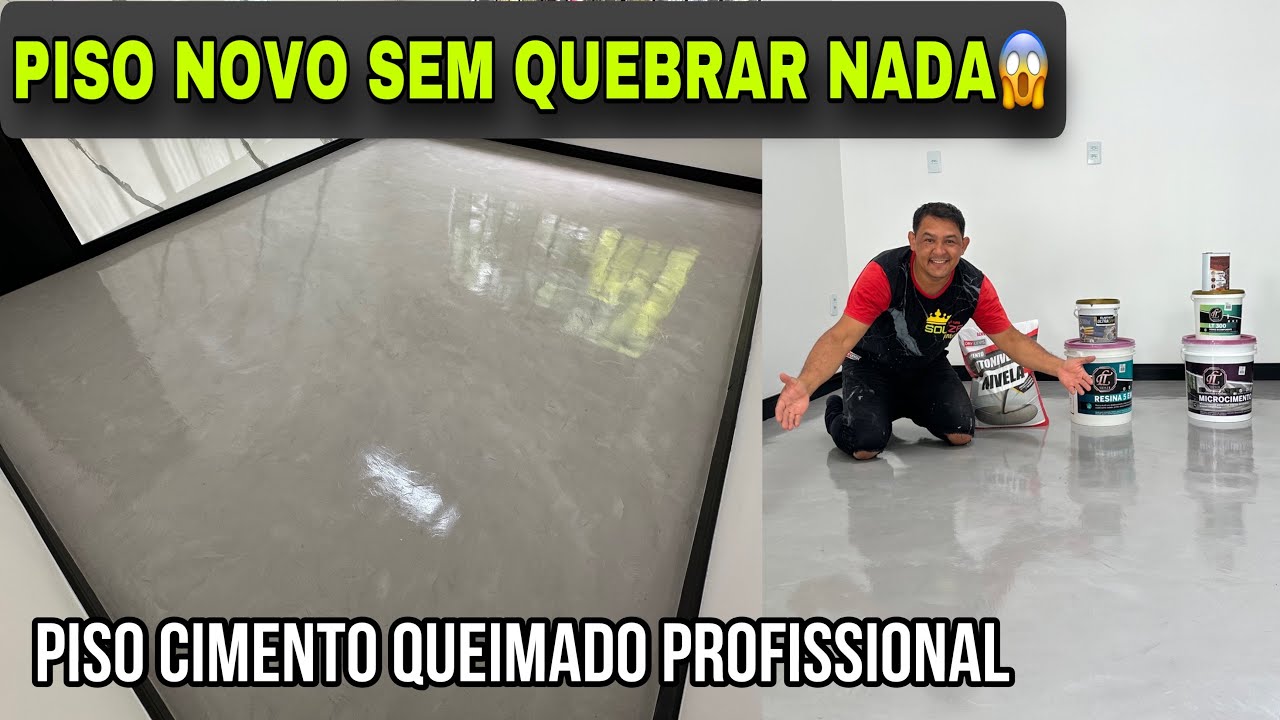 PISO PERFEITO COM CIMENTO QUEIMADO PROFISSIONAL sem quebrar nada 😱#cimentoqueimado #aprender #obra