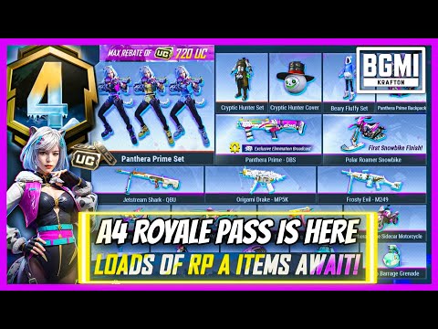 NEW ROYAL PASS IN BGMI - A4 ROYAL PASS IS HERE / 1 TO 100 REWARDS AND UPGRADABLE GUN SKIN ( BGMI )