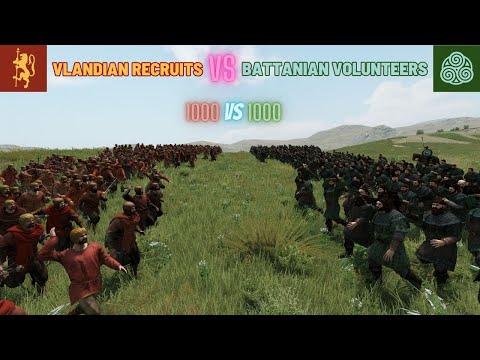 1000 Vlandian Recruits vs. 1000 Battanian Volunteers - Mount & Blade II: Bannerlord