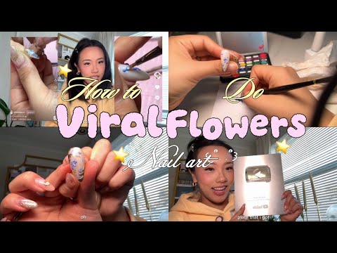 Viral FLOWER NAIL ART tutorial🌸✨🤍 (over millions views)