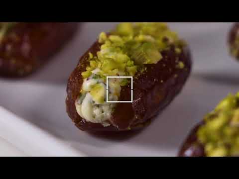 Smoky Medjool Dates Stuffed with Goat Cheese, Pistachios and Citrus
