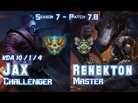 JAX CHALLENGER vs RENEKTON MASTER Top - Patch 7.8 KR Ranked
