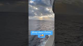 “POV: You’re chasing sunsets from  a cruise balcony 🌅✨The best kind of therapy. 🚢💛 #oceansunset