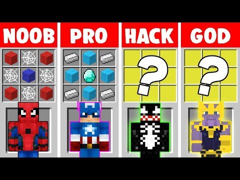 Minecraft NOOB vs PRO vs HACKER vs GOD: SUPERHERO CRAFTING CHALLENGE in minecraft - Animation
