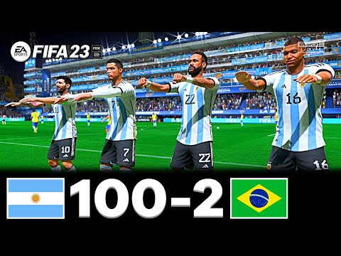 FIFA 23 - MESSI, RONALDO, MBAPPE, NEYMAR, ALL STARS | ARGENTINA 100 - 2 BRAZIL
