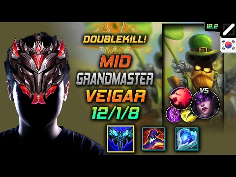 GrandMaster Veigar Mid vs Syndra - 천상계 미드 베이가 만년서리 포식자 - LOL KR 12.2