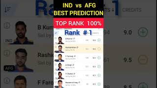 TEAM RANK #1 IND VS AFG BEST TEAM PREDICTION | DREAM 11 grand league winning tips | Asian Cup T20