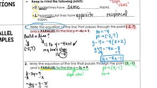 Unit 3 Linear Equations L10 Writing Equations of Parallel and Perpendicular Lines