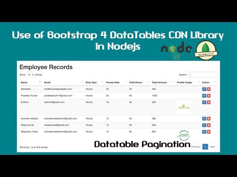 How to use Bootstrap 4 DataTable jQuery in Nodejs | DataTable using Bootstrap JQuery