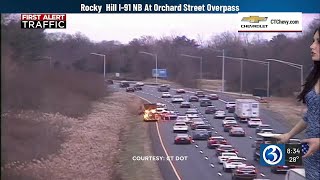 FIRST ALERT TRAFFIC: Lane closure slows traffic on I-91 south in Rocky Hill