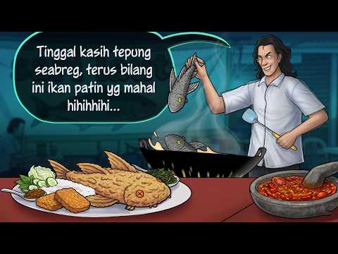 Azab Penjual Penyetan Ikan Sapu-sapu  (dibilang Patin) | Kartun Animasi Drama Pedagang