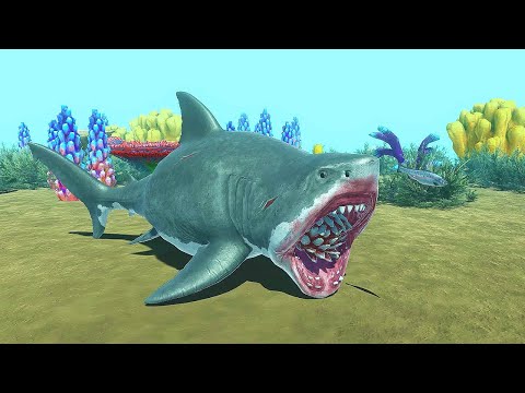 MEGALODON VS MOSASAURUS VS GIANT SQUID VS SHARK -AQUATIC TOURNAMENT | ANIMAL REVOLT BATTLE SIMULATOR