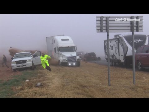 INSANE VIDEO: Semi-truck involved in pileup in foggy Lubbock County Friday