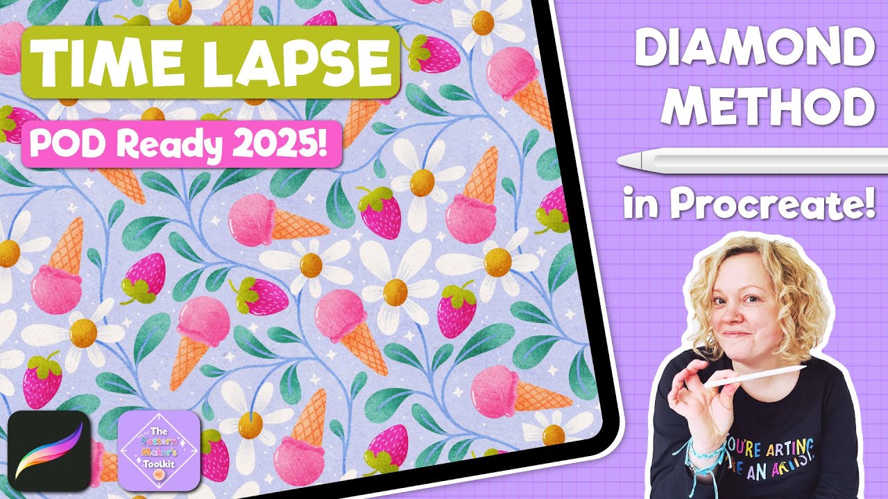 Creating a Strawberry Ice Cream Seamless Pattern in Procreate | Time-Lapse Inspiration
