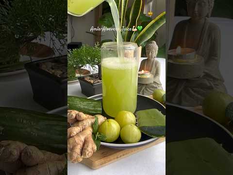 Amla Aloe Vera juice – a refreshing blend for a healthier you! 🌿💚💪🏻 #amlajuice #aloevera #asmr