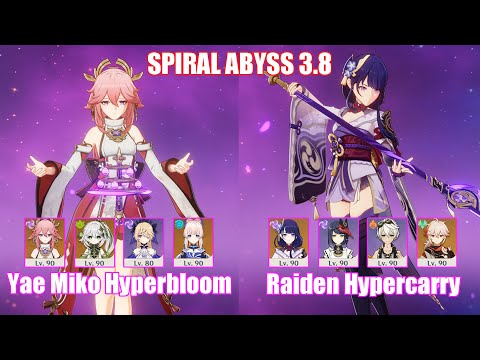 C0 Yae Miko Hyperbloom & C0 Raiden Hypercarry | Spiral Abyss 3.8 | Genshin Impact