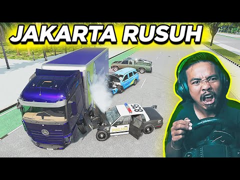 🚓🔥 Rusuh Parah! Taksi Online Tabrak Polisi di Semanggi 💥 | BeamNG Drive