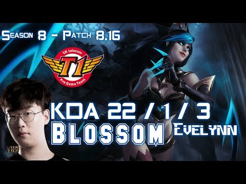 SKT T1 Blossom EVELYNN vs GRAGAS Jungle - Patch 8.16 KR Ranked