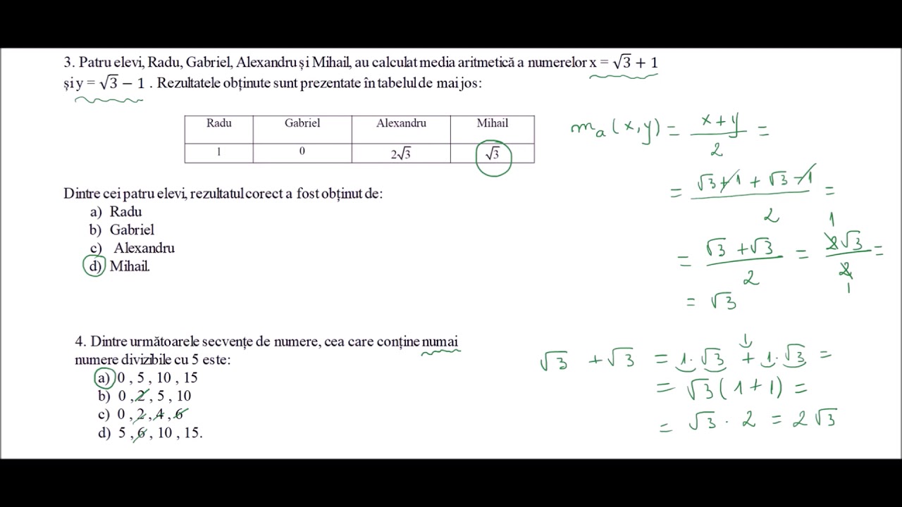 Rezolvare T1 - Sub I - Teste de antrenament - Model matematica MEN EN 2020 - 2021