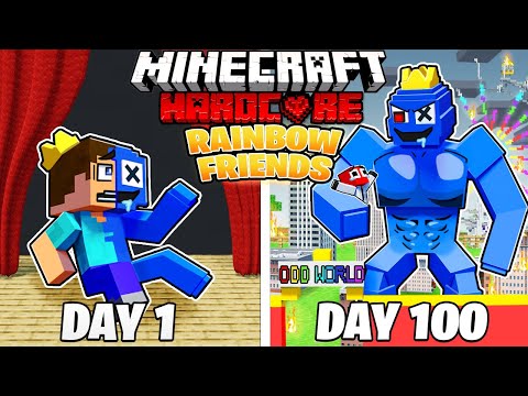 I Survived 100 DAYS as the RAINBOW FRIENDS in HARDCORE MINECRAFT!