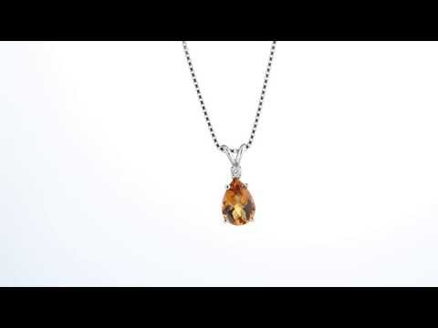 14 kt White Gold Pear Shape 1.50 ct Citrine Pendant P8944 by Peora Jewelry