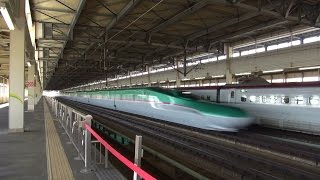 preview picture of video 'JR東日本 一ノ関駅 東北新幹線 はやぶさ E6+E5 入線 発車 & 高速通過 3本 2015 .3'