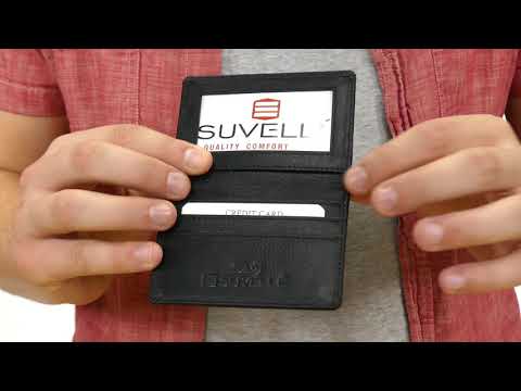 Suvelle Men's Thin RFID Slim Leather Card Holder With ID Wallet Case
