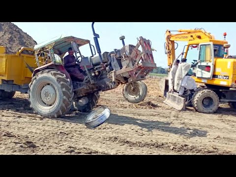 Tractor breaks down the walls -JCB Backhoe Tractor Excavator, Dump Truck, Bulldozer Video 2024