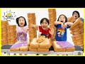 Ryan's pretend Play Food Restaurant with Peanut Butter and Jelly Sandwich!