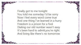 Keith Whitley - Living Like There&#39;s No Tomorrow Finally Got to Me Tonight Lyrics
