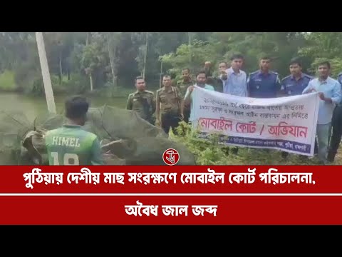 পুঠিয়ায় দেশীয় মাছ সংরক্ষণে মোবাইল কোর্ট পরিচালনা, অবৈধ জাল জব্দ